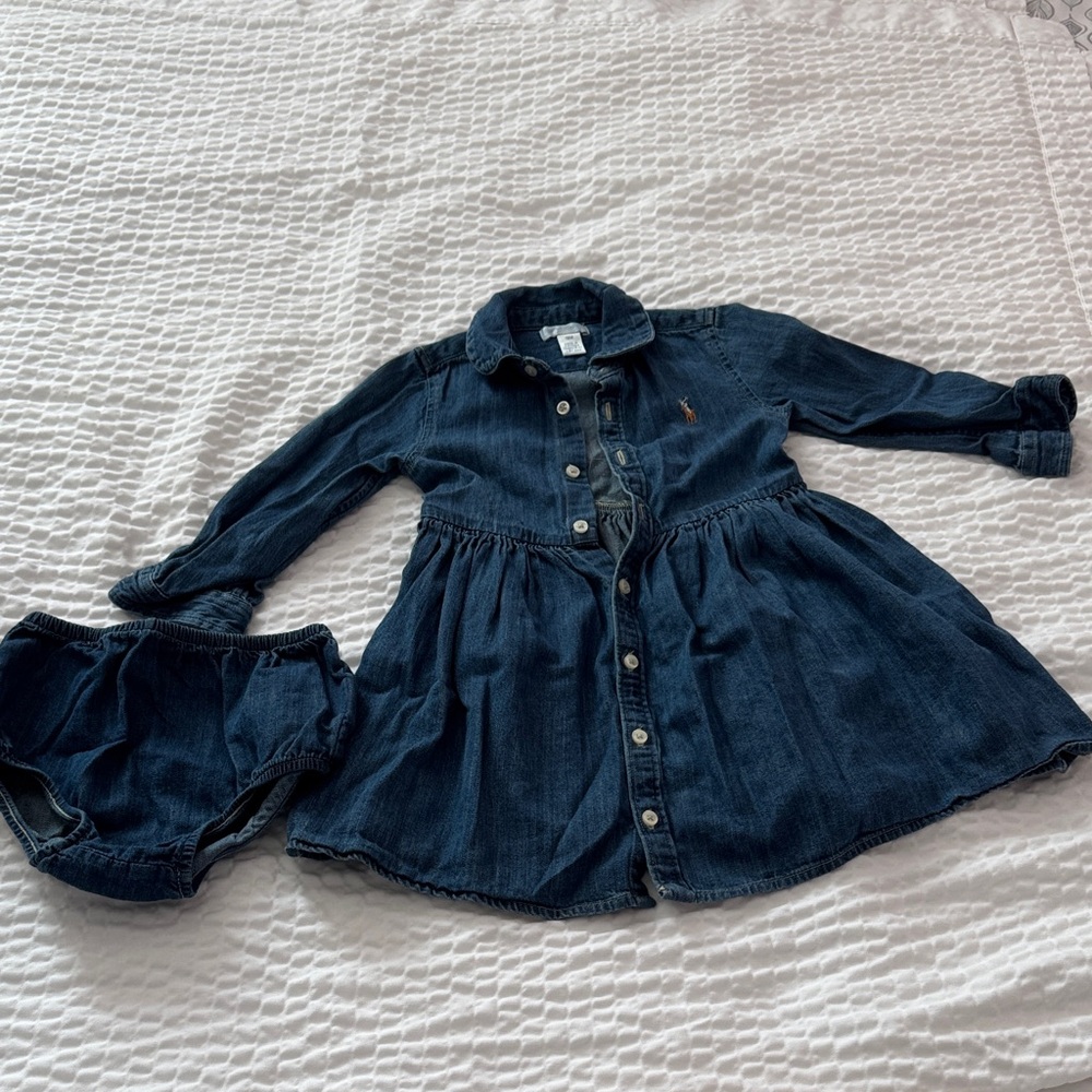 Ralph Lauren Infant Blue Denim Dress with Bloomers